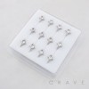 DIMENSIONAL HEART CZ STARBURST POLISH 316L SURGICAL STEEL L-SHAPE NOSE RING BOX